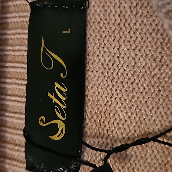 Seta T womans NWT cut out peak a boo sweater Sz. L Blush Pink - Picture 5 of 6